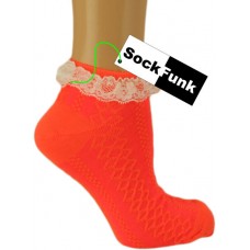 Lace Trainer Socks- Neon Orange